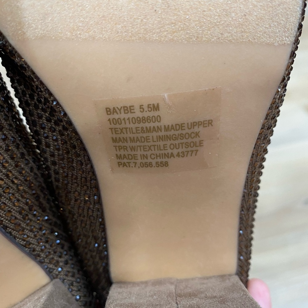 Wild Pair Baybe Brown Crystal Rhinestone Booties 3.5 inch Block Heels Size 5.5 - Picture 12 of 13